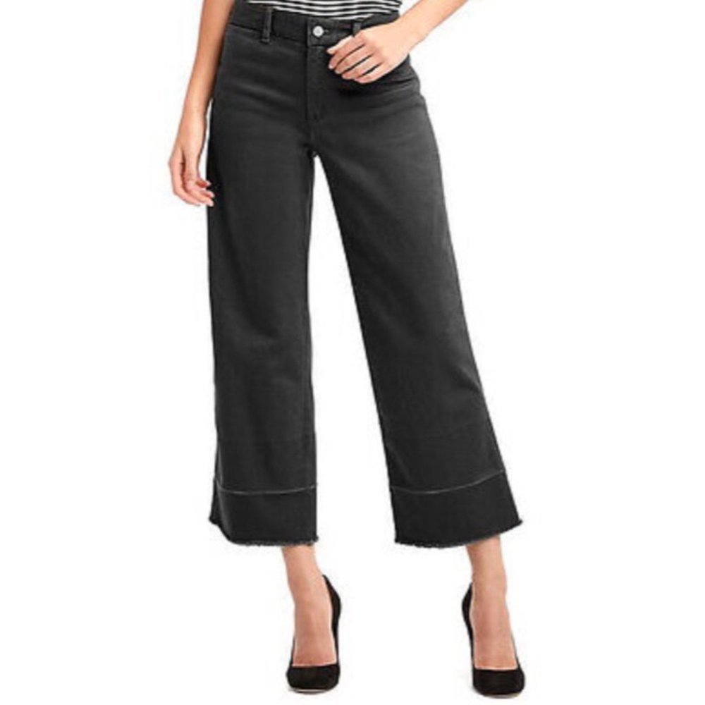 Gap Wide Leg High Rise Black Cropped Jeans Size 00